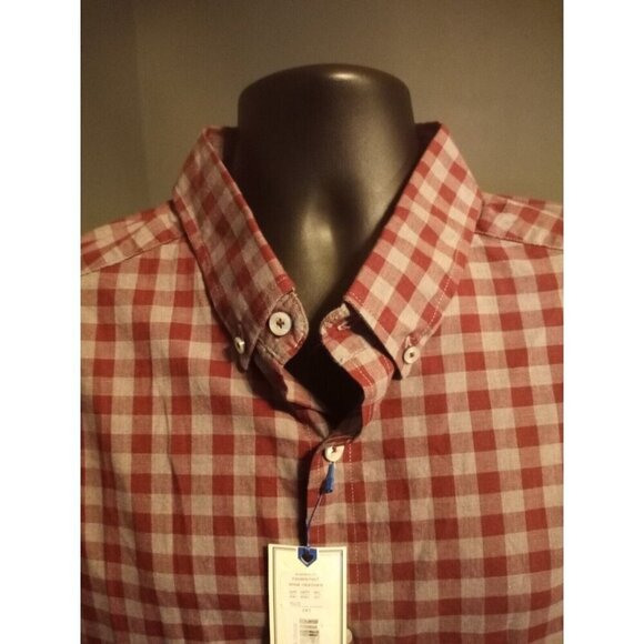 Rowm Mens Big & Tall Shirt Button Down Long Sleeve Red Gray Plaid Size 2XT NWT - Picture 5 of 13